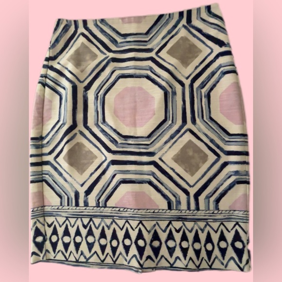 LOFT Pink, Blue and  Brown Embellished Pencil Skirt!  Great condition! - Picture 1 of 9